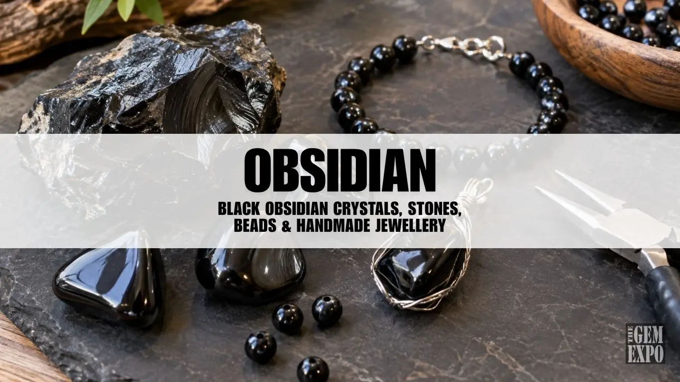 Black Obsidian​ Crystals, Stones, Beads & Handmade Jewellery