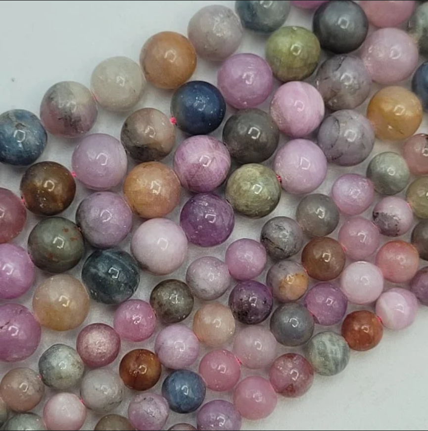 Strung beads of different sizes