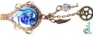 Watery Steampunk Wirework Pendant rotated